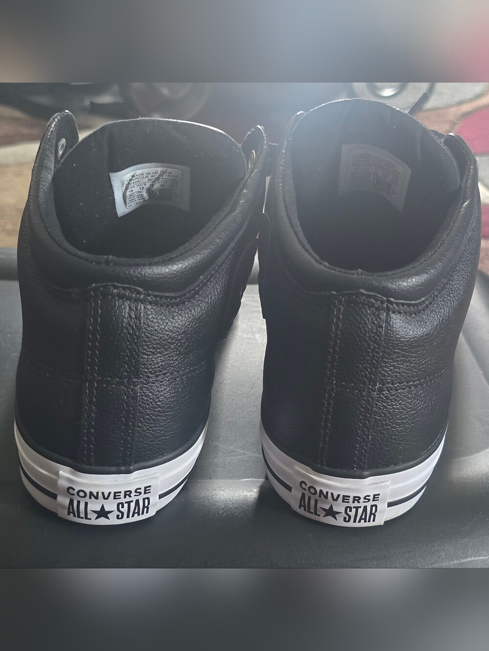 Converse High Street Black High-Top Leather Sneakers Mens Size 10/Wms Size 12 - Picture 4 of 10